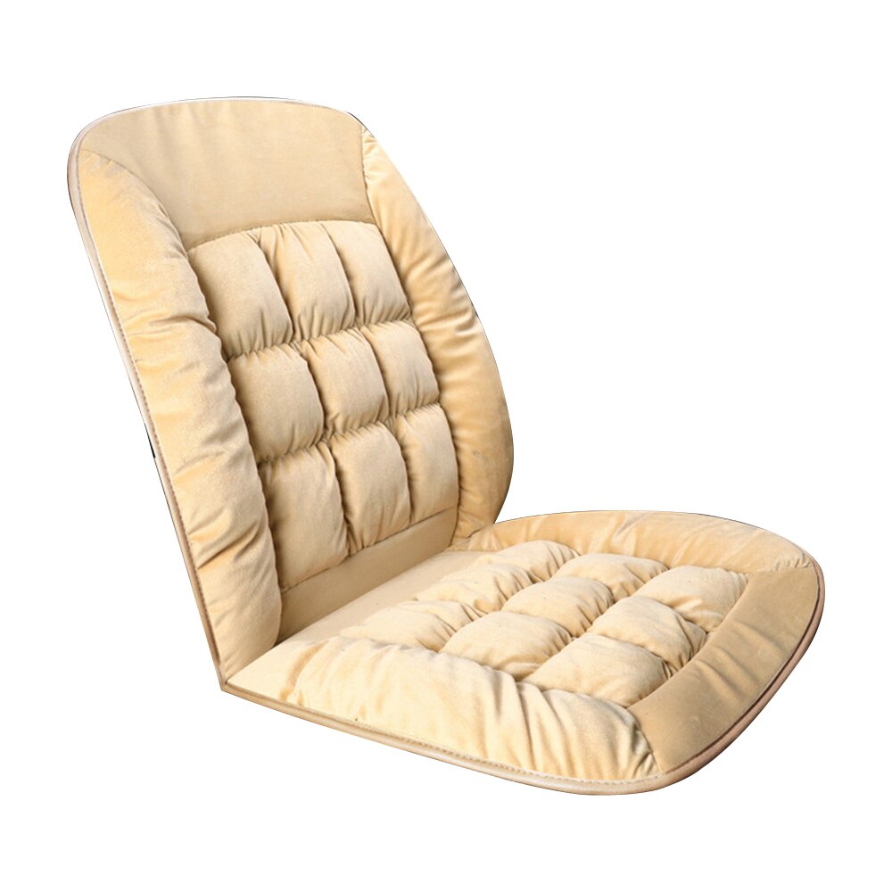 Universal Plush Car Seat Cover Warm Lattice Style Auto Front Back Backrest Seat Cushion Pad Car Winter Interior 4 Seasons 2pcs: Beige-1pcs