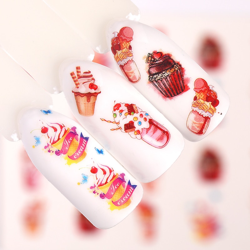 Maple Leaf Ontwerpen Nail Art Water Decals Zomer Fruit Nail Transfer Sticker Citroen Oranje Aardbei Cherry Nail Art Decoraties: 6