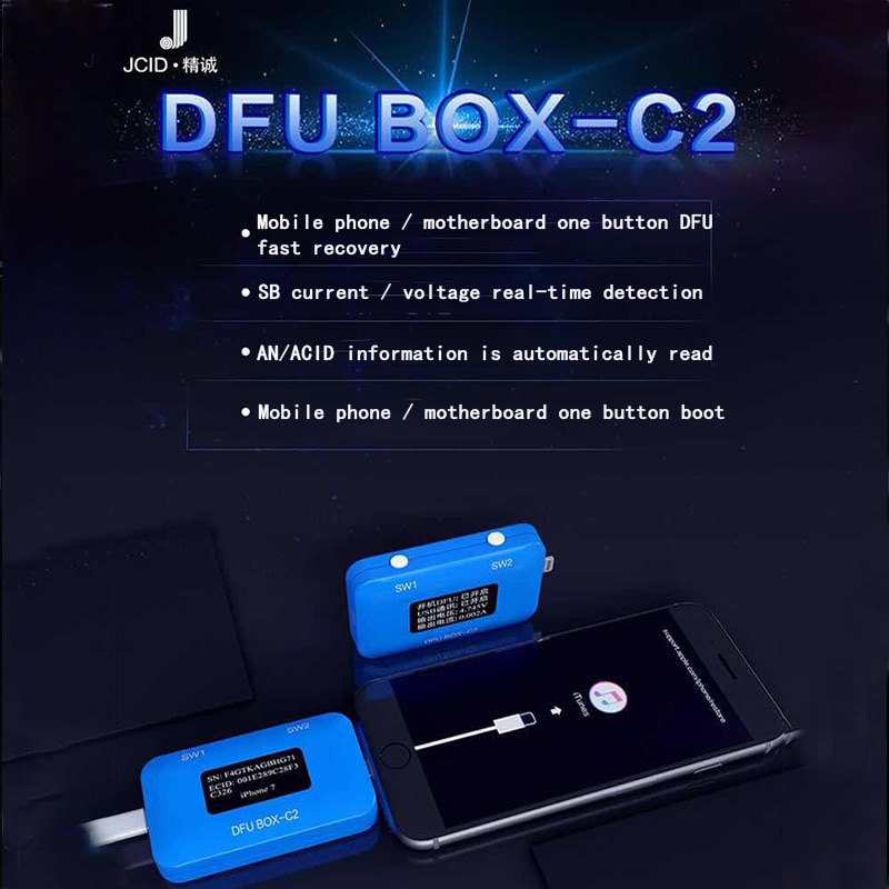 Jc dfu box -c2 4 in 1 telefongendannelse programmør én knap boot kontrol linje sn/ecid læser usb strøm/spændings detektor jc  c2