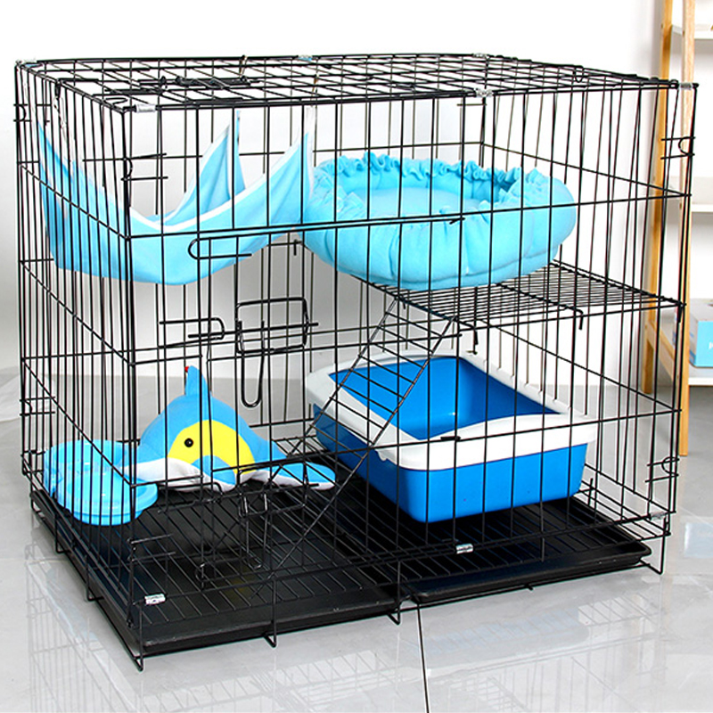 Midden 2 Lagen Kat Kooi Villa Twee Lagen Huis Luxe Grote Ruimte Indoor Opvouwbare Cattery Artikelen Kat Nest