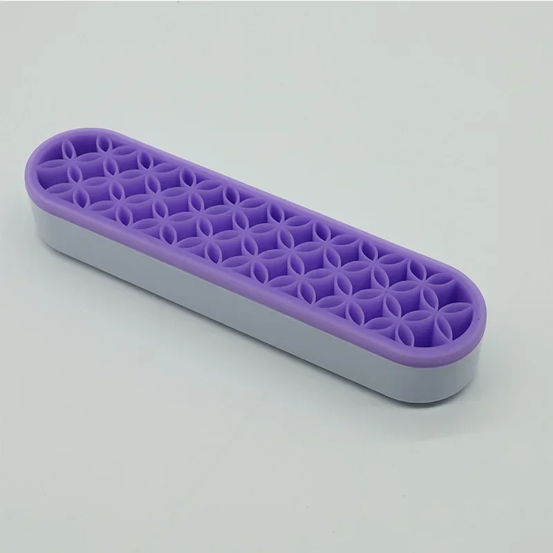 Étagère porte-brosse de maquillage porte-stylo à ongles présentoir support mallette de rangement de brosse organisateur en Silicone étagère de séchage pour pinceau de maquillage: Bleu