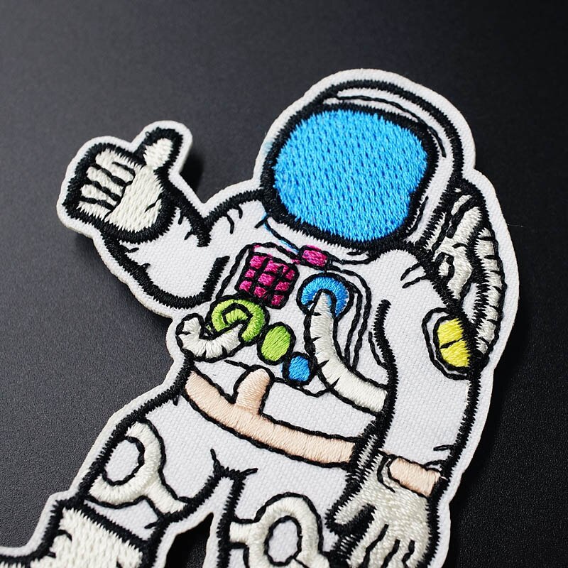 Astronaut Maat: 8.0X10Cm Patch Voor Kleding Ijzer Op Geborduurde Naaien Applique Leuke Stof Badge Diy Kleding Accessoires