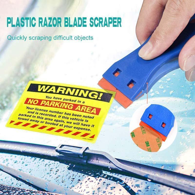 11 Pack Remove Sticker Scraper Tool Plastic Razor Scraper With Double Edged Plastic Blades For Removing Car Labels Stickers Glu