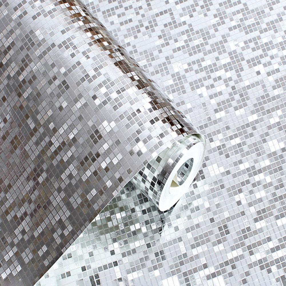 10m*53cm 3d vanntett glitter speil effekt mini mosaikk glitrende lys refleksjon gullfolie sølvfolie tapet ktv bar: Sølv