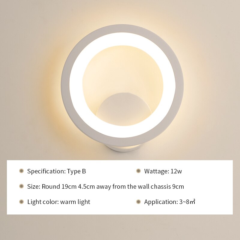 ledet vegglampe moderne stue soverom nattbord hvit ledet lampett sirkel gevir plommeblomst midtgang korridor vegglampe: type b / Varm hvit