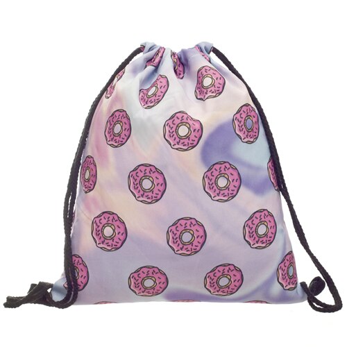 Mode Vrouwen Holo Donuts Trekkoord Rugzak 3D Afdrukken Reizen Softback Vrouwen Mochila Koord Tassen: Default Title