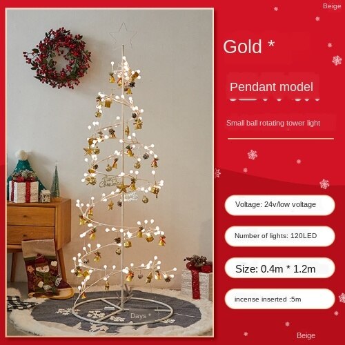 Kerst Decoratie Ins Nordic Kerstboom Woninginrichting Kerst Verlichting Scene Layout Led Licht Boom Meubels: 1.2m Gold Pendant