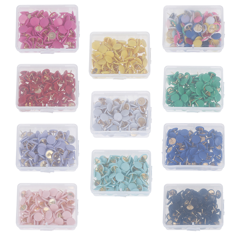 100pcs Round Shape Push Pins Thumb Tacks Notice Board Cork Paper Map Thumb Tacks Point Office binding supply