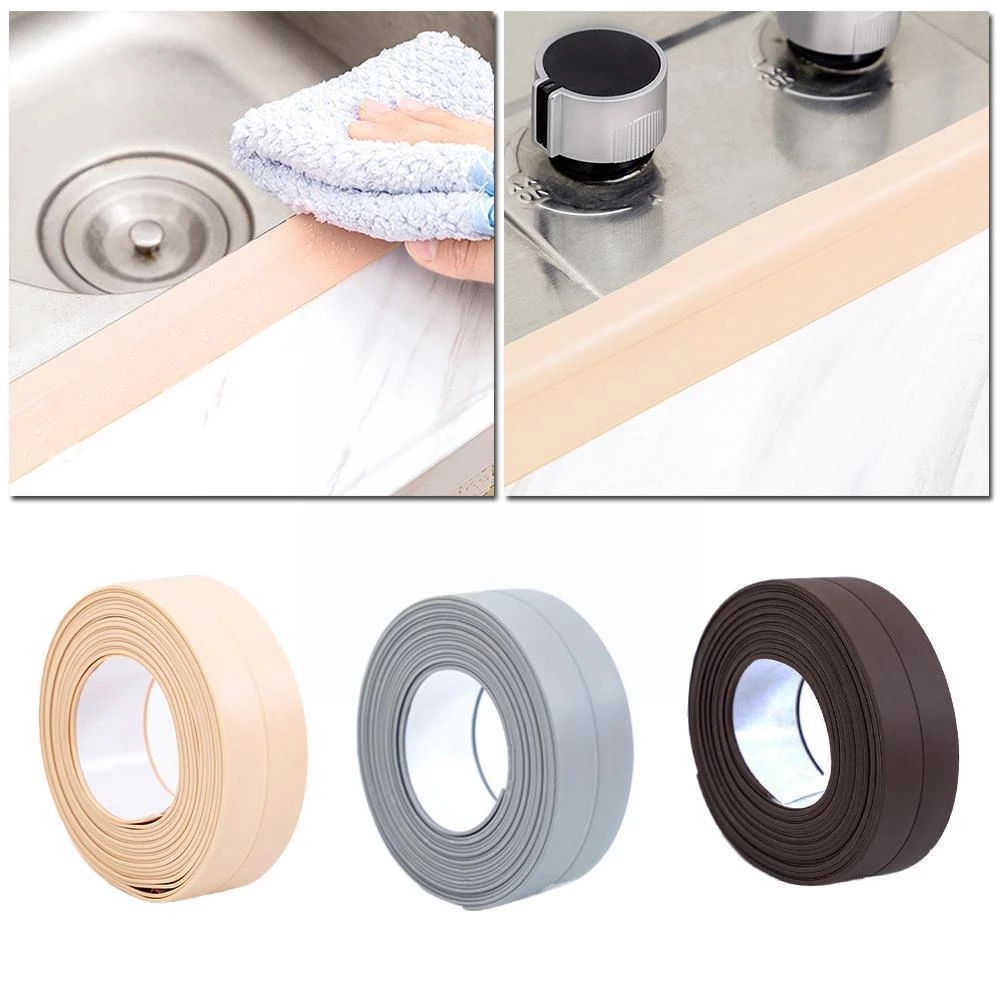 Tira de calafateo de PVC autoadhesiva, tira de sellado de acrílico para ducha, fregadero, baño, Protector de borde de pared para cocina y baño, resistente al agua