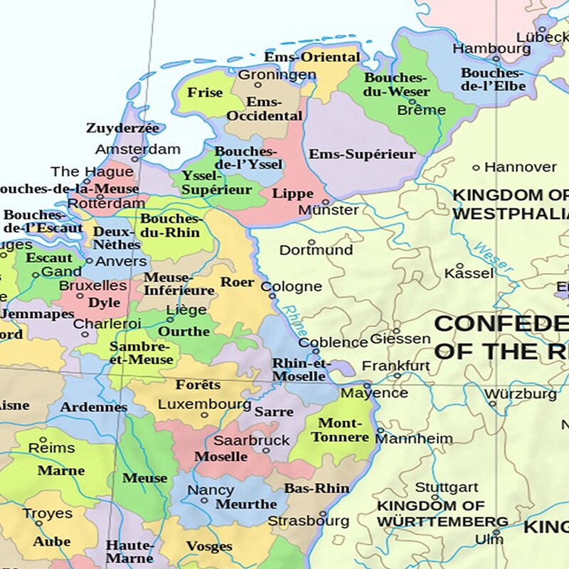 59*42cm 1812 Version The France Political Map In French Wall Art Poster Canvas Painting and Print School Supplies Home Decor