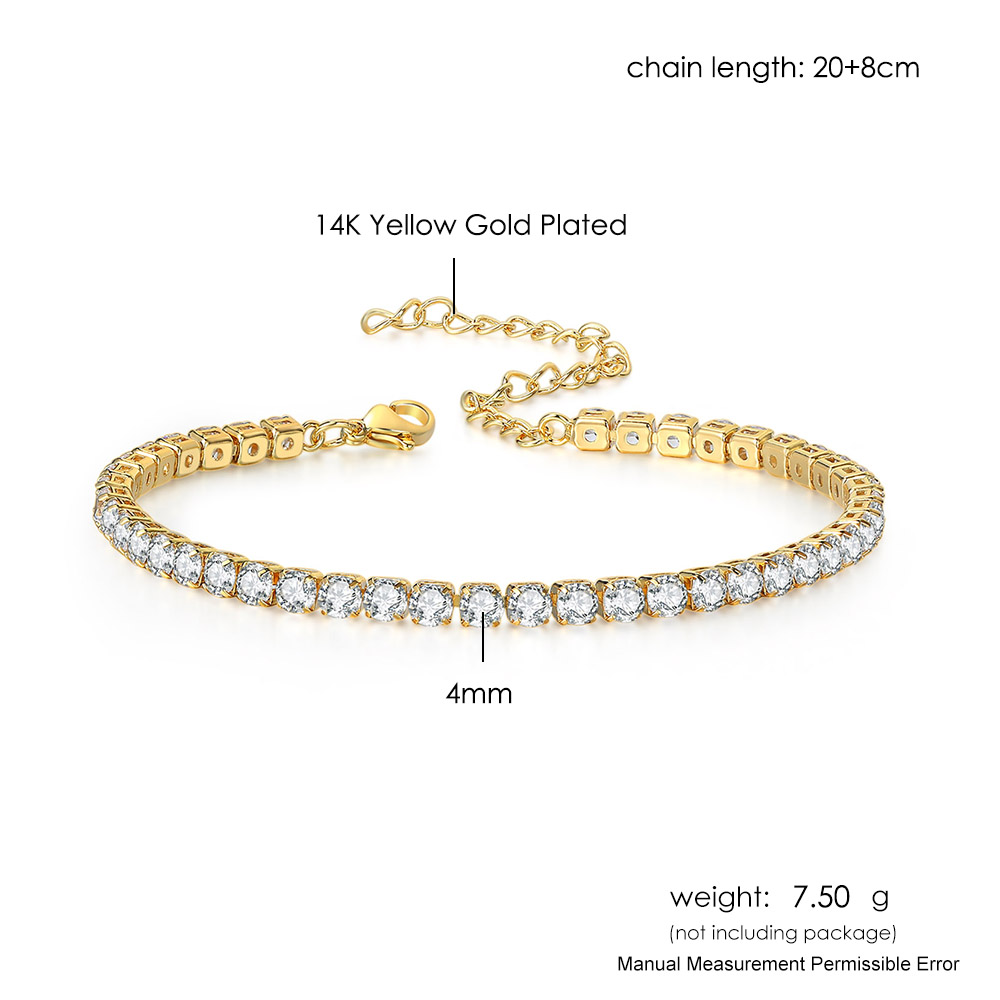 Iced out 4mm zirkon tennis fotled för kvinnor bländande armband på benet kedja sexig dekoration på foten smycken oha 001: 4mm guldfärg