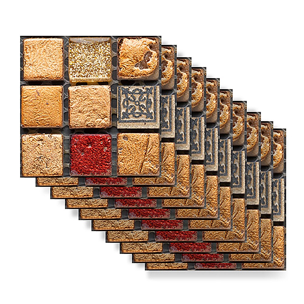 10pcs/set Mosaic Wall Tile Stickers Waterproof Self-adhesive Floor Decals Bathroom Wall Tile Stickers Decor Waterproof *: 4