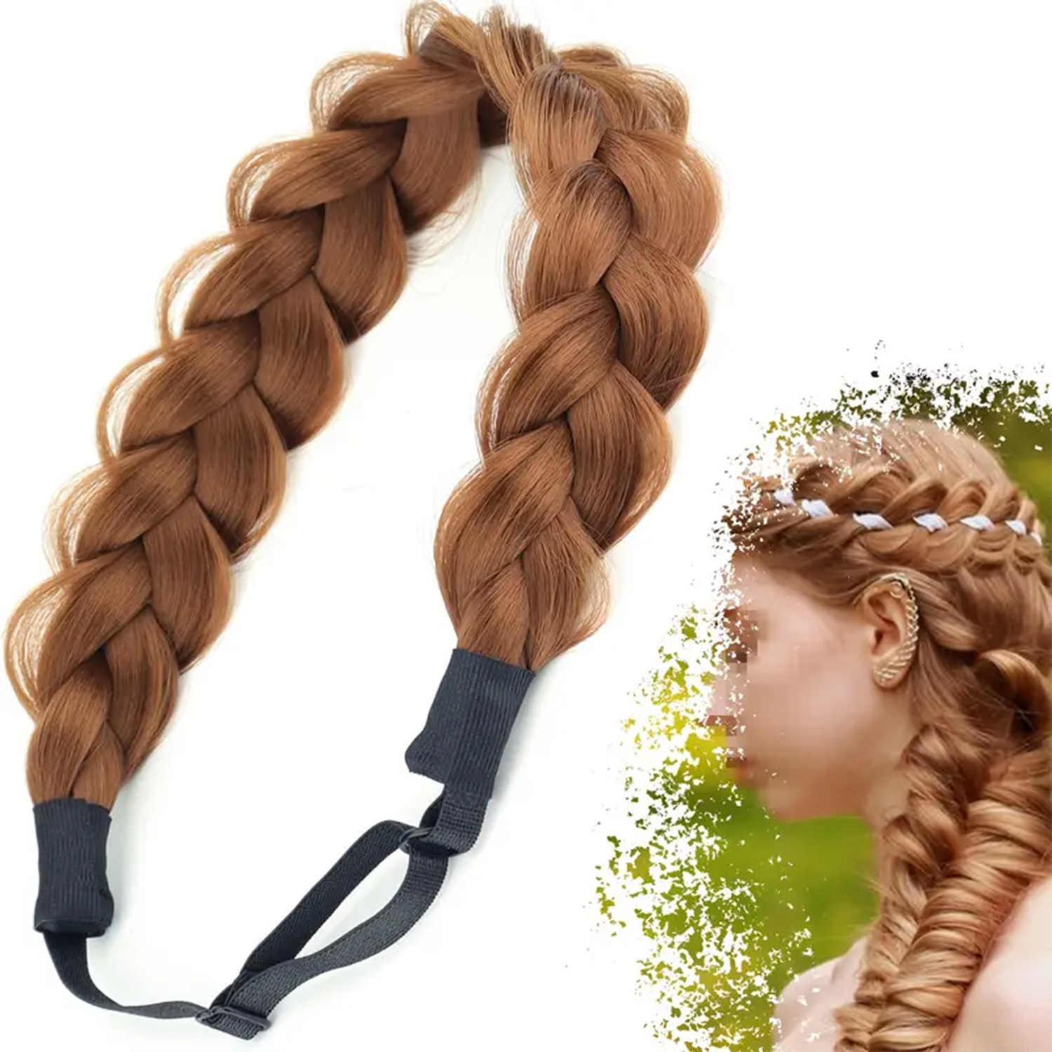 Synthetic Hair Braided Headband With Elastic Band Style Black Brown Girls Braided Headwear Hair Accessories Suitable For Women: T1B/PURPLE