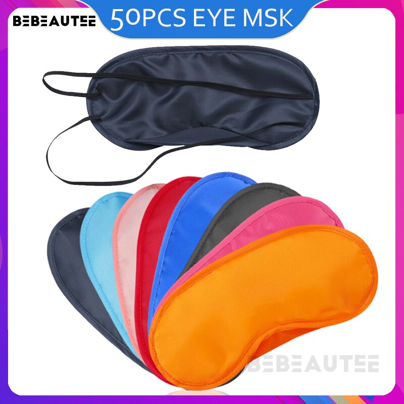 50 Stks/partij Herbruikbare Eye Bandages Zachte Maskers Zwarte Schaduw Patches Blinddoek Slaap Voor Night Reizen Op Ogen Slapen Cover