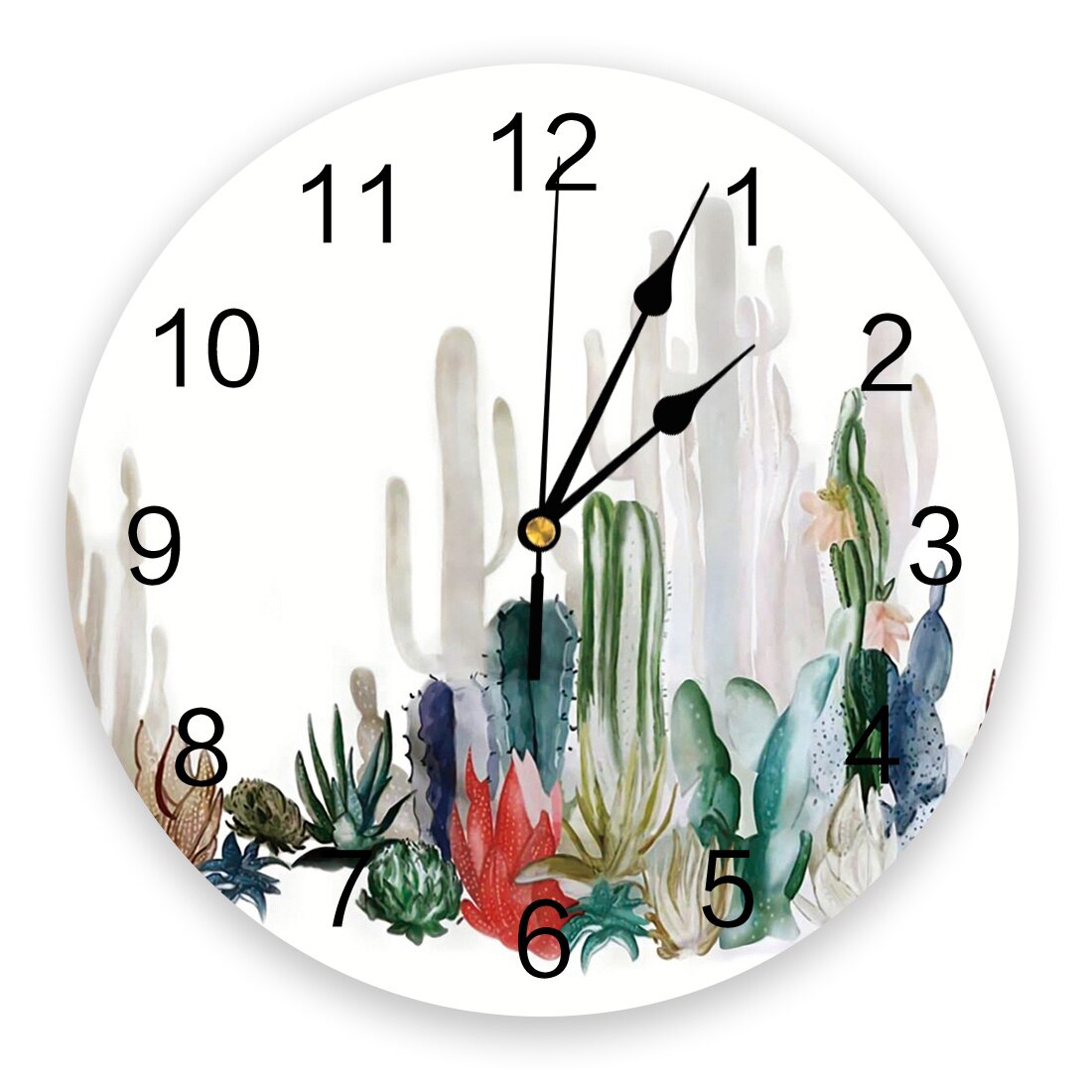 Horloge murale en pvc effet encre, motif plante et fleur, horloge numérique, décoration d'intérieur, décoration de salon moderne: Léo 01289 ckaz 1