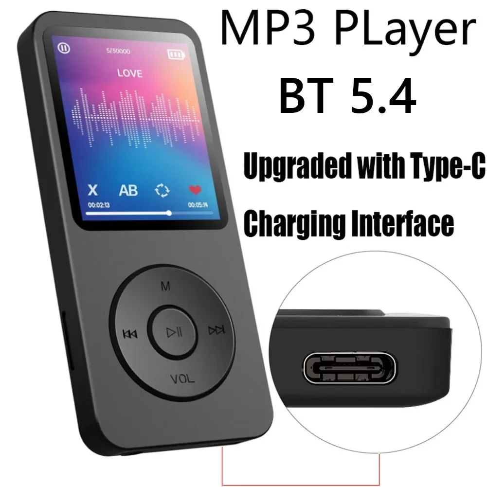 MP3 Player Type-C HiFi Lossless Music Player Student Walkman Swimming Running Riding Built-in Speaker Support FM Radio E-Book: Default Title