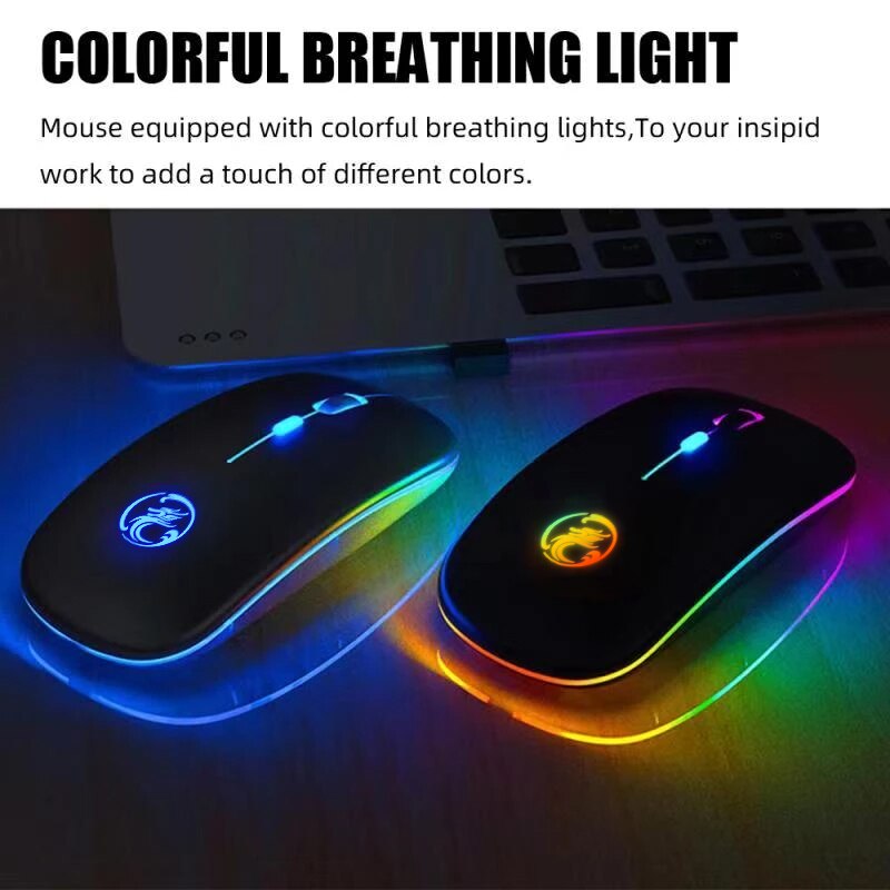 RGB Light Bluetooth Wireless Mouse Silent Rechargeable For Android PC Computer Macbook iPad Backlit Mice Laptop Accessories