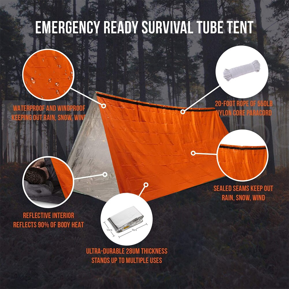 Waterproof Emergency Tent Survival Shelter Thermal Insulated Blanket SOS Sleeping Bag for Hiking/Camping
