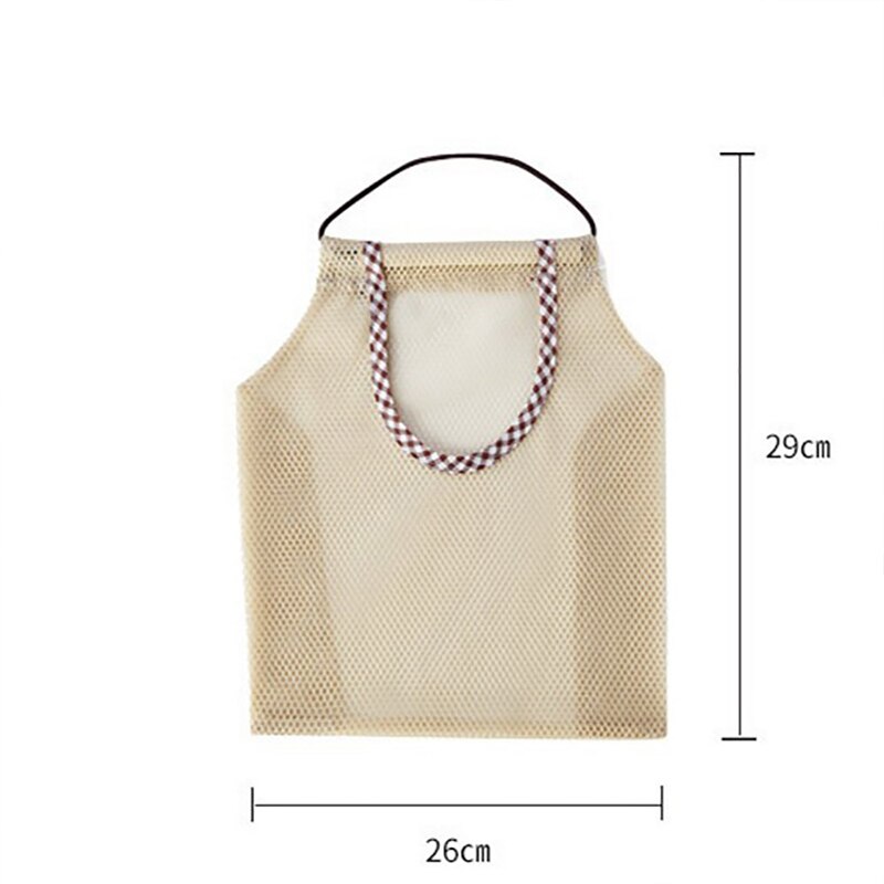Bolsa de almacenamiento de verduras reutilizable Beige para frutas y Malla lavable, comida, cocina, compras