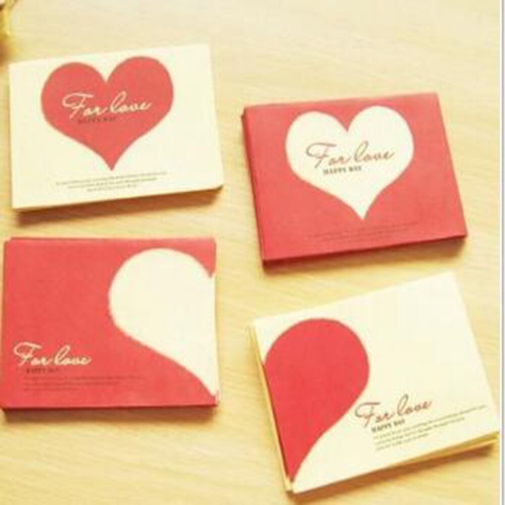 5 stuks Kraftpapier Enveloppen Mini Handgemaakte Red & Gold Enveloppen Hart Patroon Voor Kerst Valentijnsdag Cards