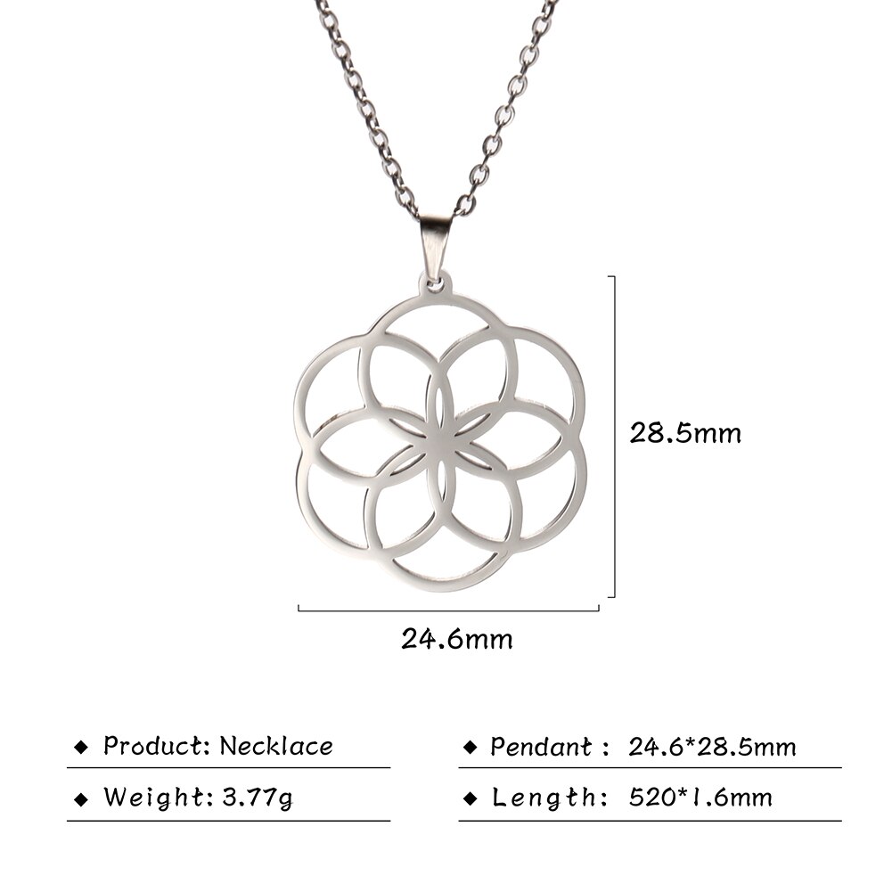 Cazador Viking Blume des Lebens Hohl Halskette für Frauen Mädchen Talisman Amulett Edelstahl Chocker Schmuck Geburtstag 2022: Style1-Steel