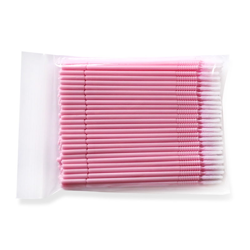 100pcs/Pack Bendable Micro Brushes Disposable Microbrush Applicators Eyelash Extensions Eyelash Glue Cleaning Brush for Eyelash: Pink