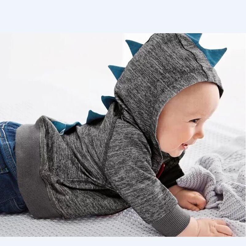 frühling Herbst Baby Jungen Kleidung Mäntel Kleinkind Jungen Langarm Dinosaurier Reißverschluss Kopf Kappe Jungen Jacken Mantel Baby Mädchen kleidung