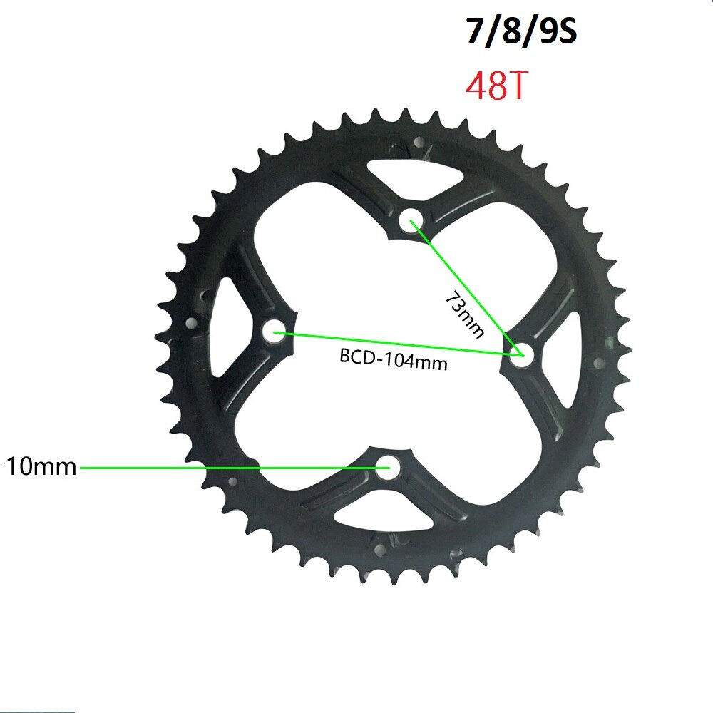 Kulstofstål 48t cykel kranksæt 104 bcd kædering cykel krankring mtb landevejscykel kædehjul til shimano slx  xt 7/8/9 hastighed: Default Title