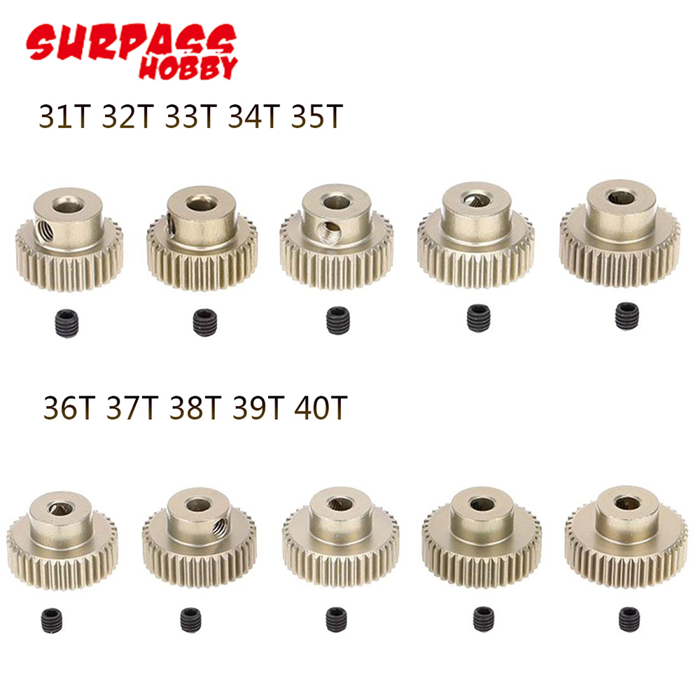 Pinion Gear,5 Stks/partij Surpasshobby 64DP 3.175 Mm 21T-25T/26T-30T/31T-35T/36T-40T/41T-45T/46T-50T Pinion Motor Gear Voor 1/10 Rc Auto