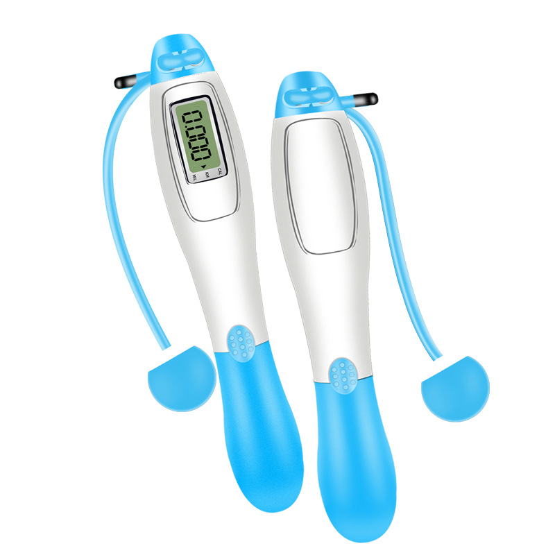 Electronic Skipping Rope Set Cordless Skipping Smart Jump Rope LCD Screen Counting Speed Counter Fitness Exercise Body Building: Blue-Cordless