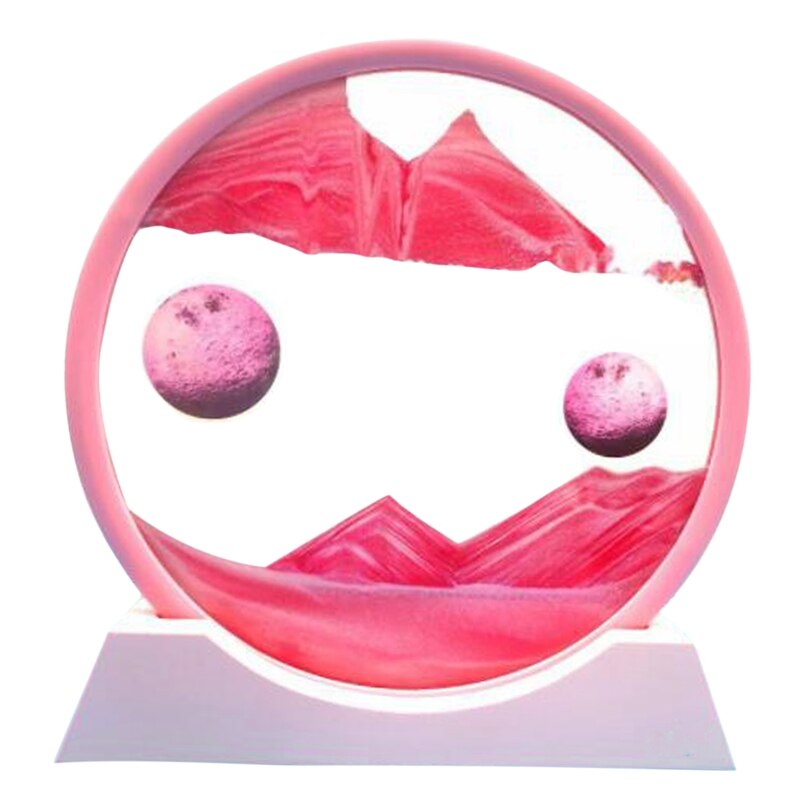 Ppyy-mobile sable Art photo Gl 3D mer profonde paysage de sable en mouvement affichage coulant sable cadre relaxant bureau: pink