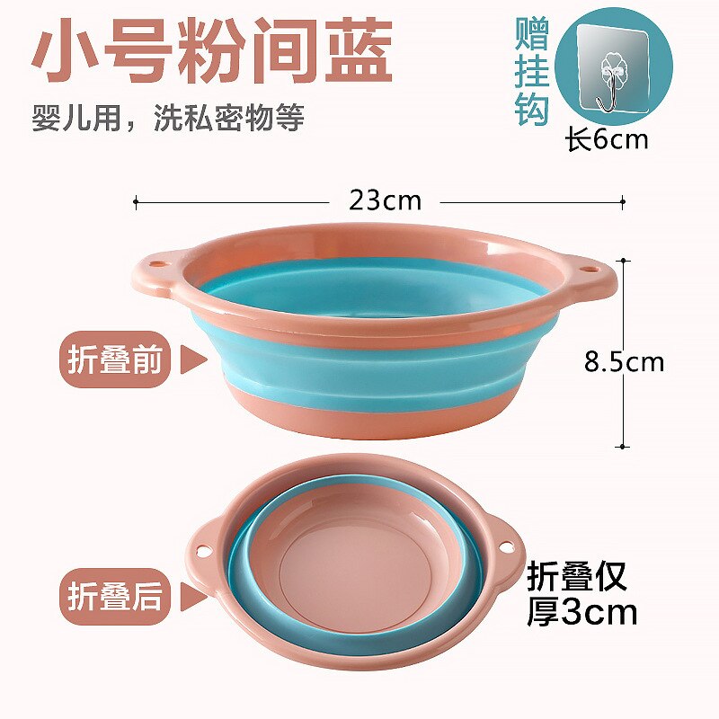Folding Washbasin with Hook Round Wall Mounted Retractable Washbasin Plastic Laundry Basin Baby Wash Basin: 23 Small - Pink