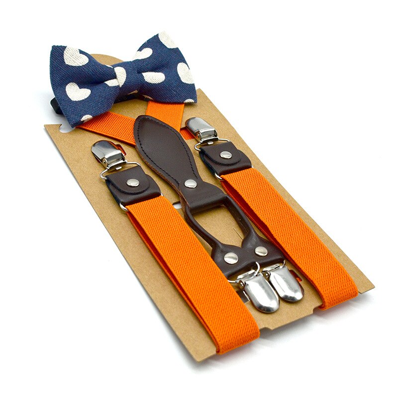 Bretelle rosse per bambini con papillon bretelle per bambini grigie impostato bretelle da sposa Olid per bambini 65cm * 2.5: arancia