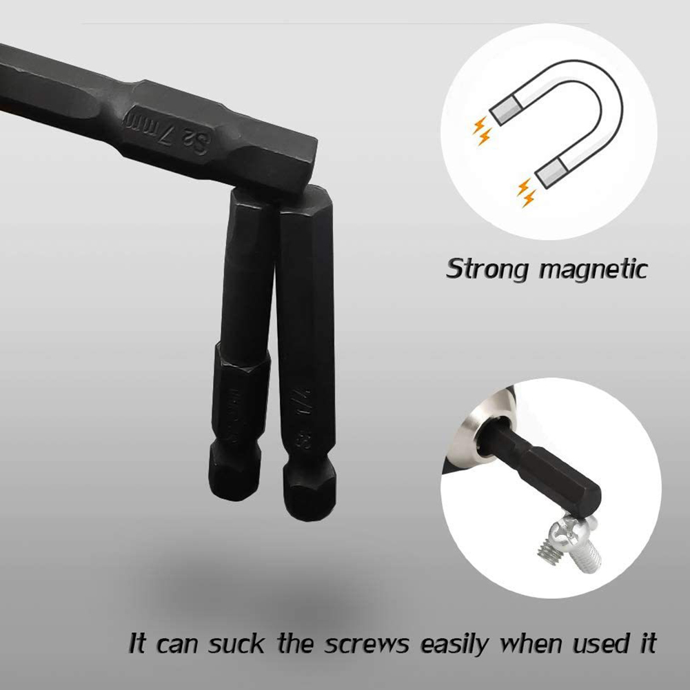 10Pcs 50mm Imperial Hex Head Allen Wrench Drill Bits Set S2 Steel Allen Screwdriver Magnetic Tip Hex Key Screwdriver Socket Bit