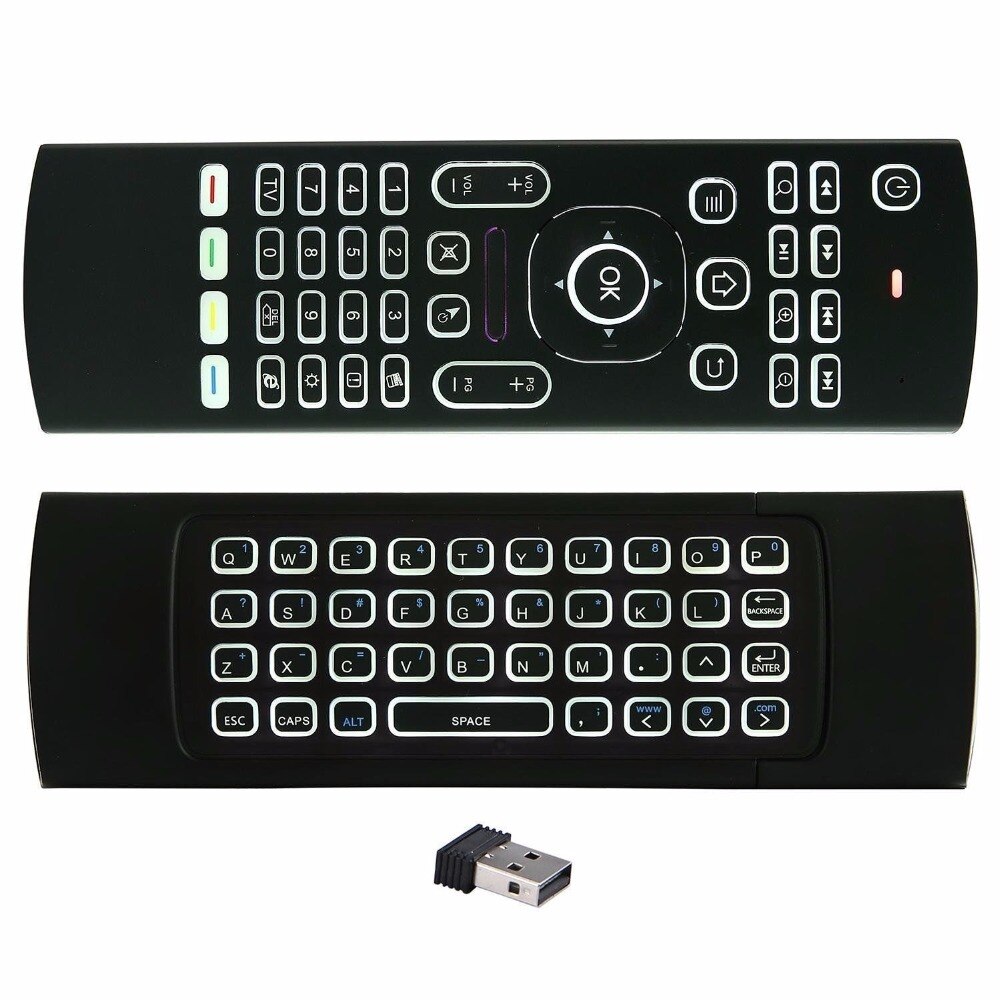 2.4G Backlight Gyroscoop Fly Air Mouse Wireless Keyboard Afstandsbediening Motion Sensor Game Ir Leren Knop Voor Pc Tv doos MX3B