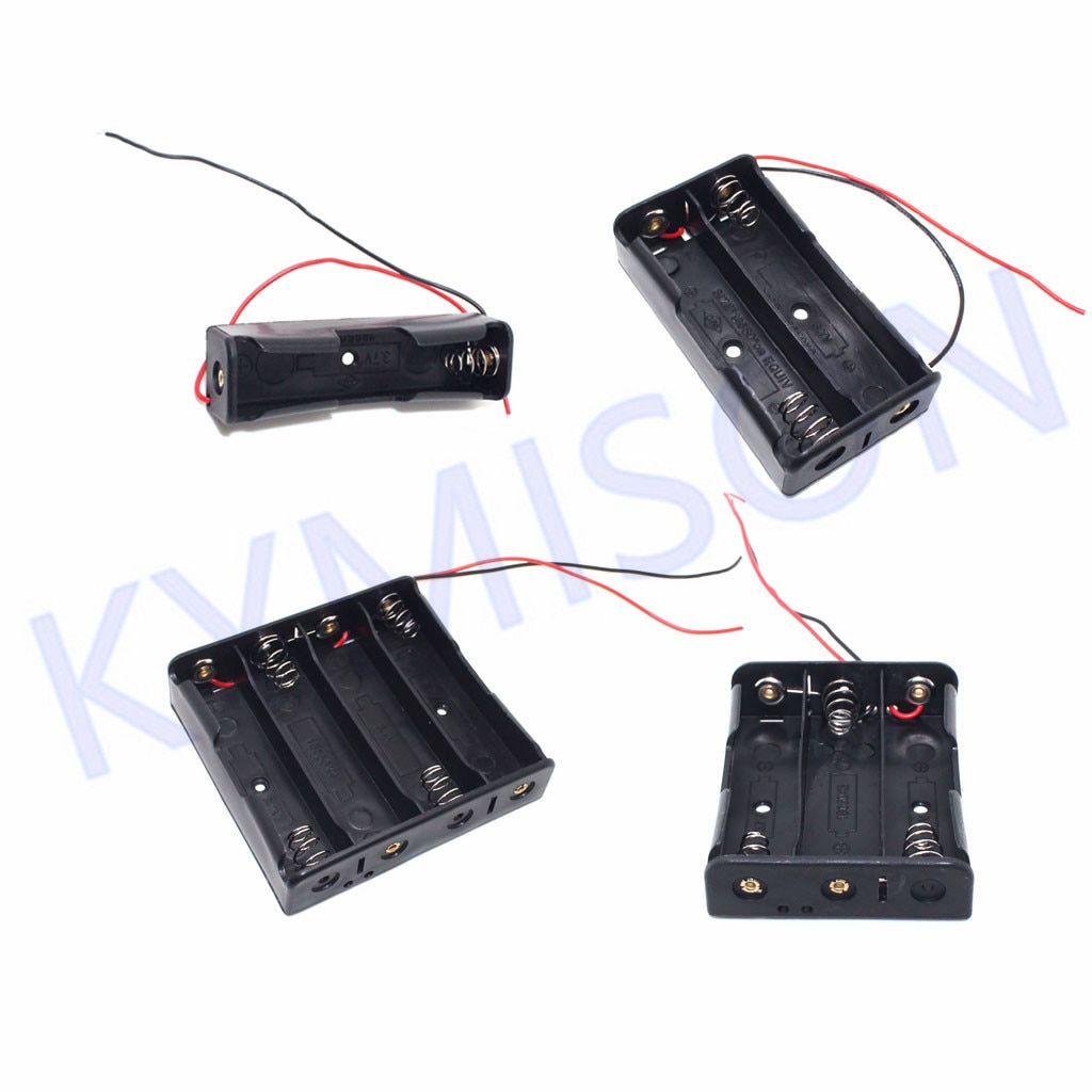 18650 Battery Box Black Plastic 1x 2x 3x 4x Storage Case 18650 1 2 3 4 Slot Way DIY Batteries Holder Container With Wire Lead