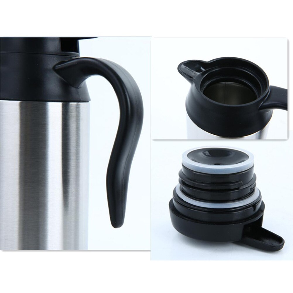 Taza calefactora eléctrica de acero inoxidable para coche, termo eléctrico de 750ML, 12V/24V, calentador de agua para hervidor de Taza de Viaje