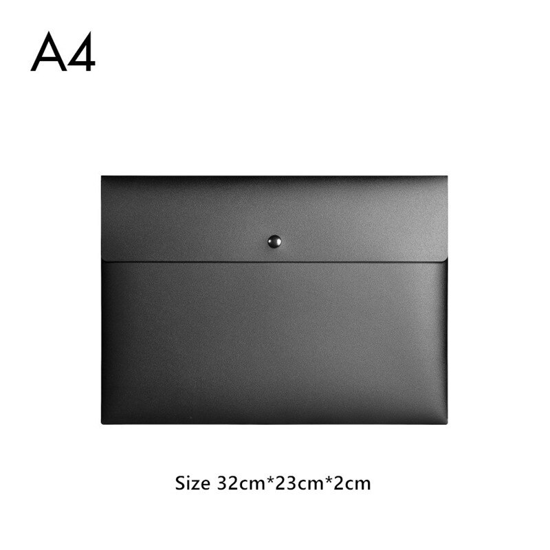 Large Capacity Black Frosted File Folders Waterproof A4 Desk Organizer Business Official Document Bag Conference Portfolio: Black 2cm