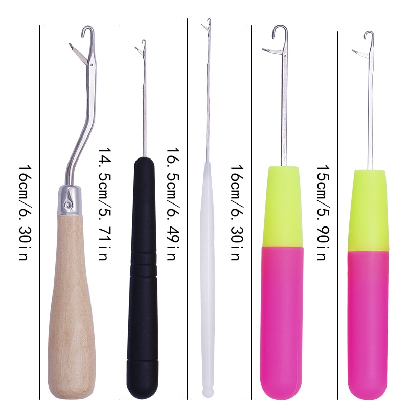 MIUSIE 5pcs/Set Plastic Crochet Needle Braiding Latch Hook Weaving Hair Dreading Hooks Tool For Braid Craft Hand Sewing Needles