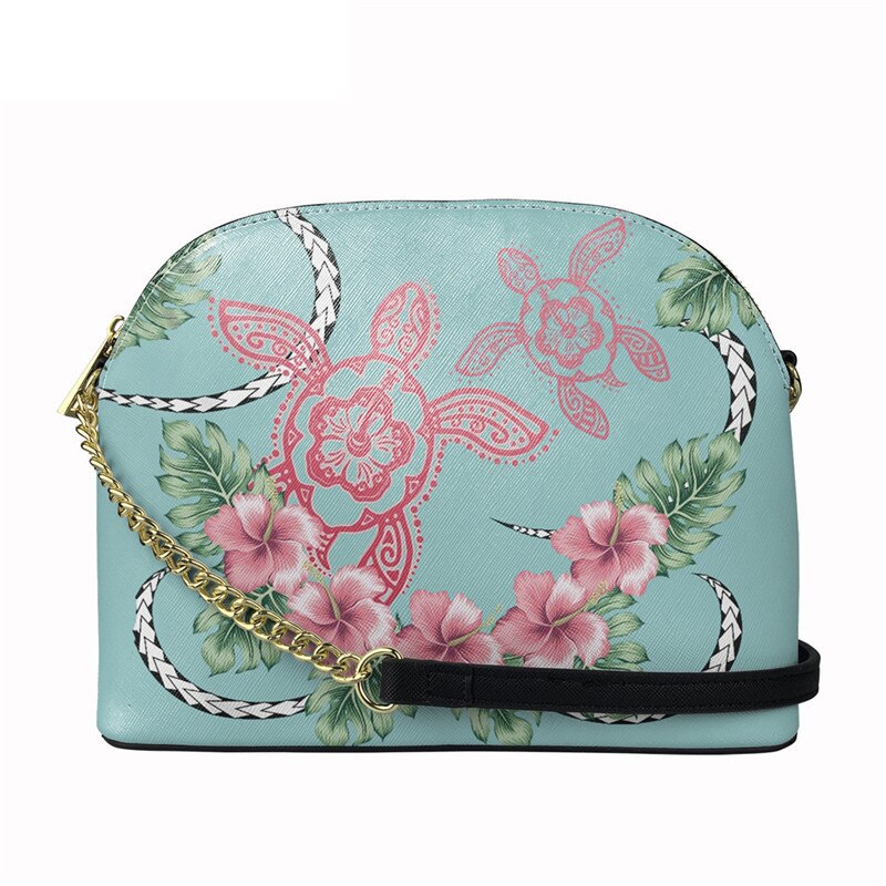 Nopersonality Polynesische Schildpad Met Hibiscus Print Vrouwen Pu Lederen Tas Brand Luxe Shell Tas Stijlvolle Schoudertas: HTBE068D49