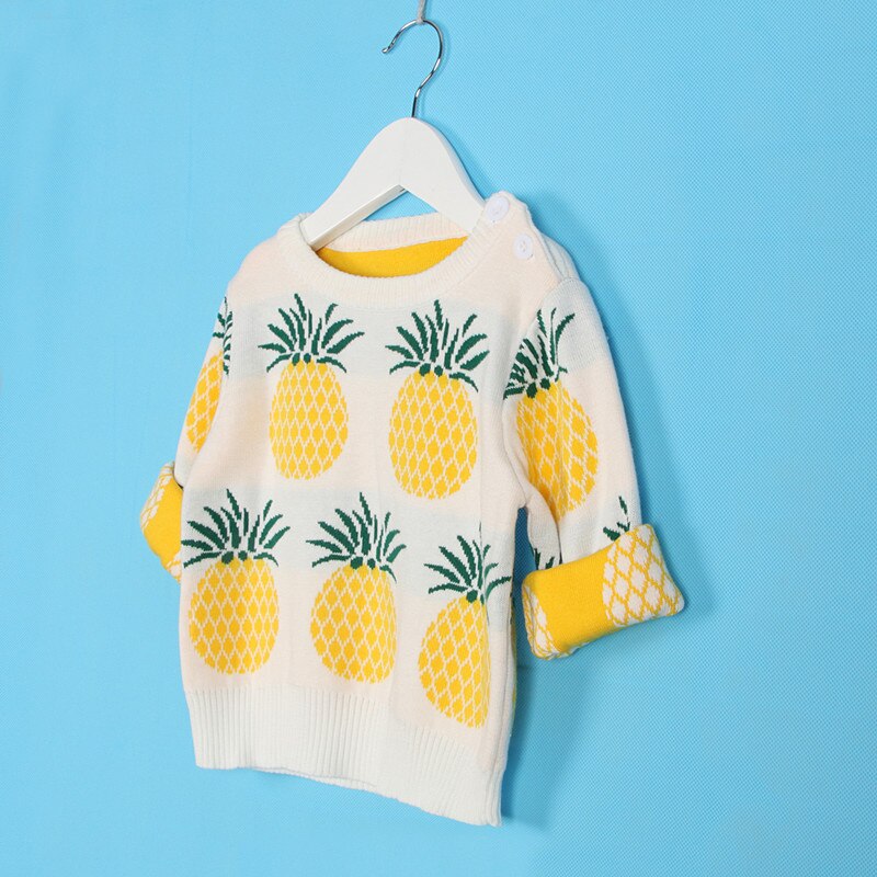 Kindertruien ananas gebreide truien kinderen ouder-kind outfit jongens meisjes katoenen kindertrui voor meisjes: L wit