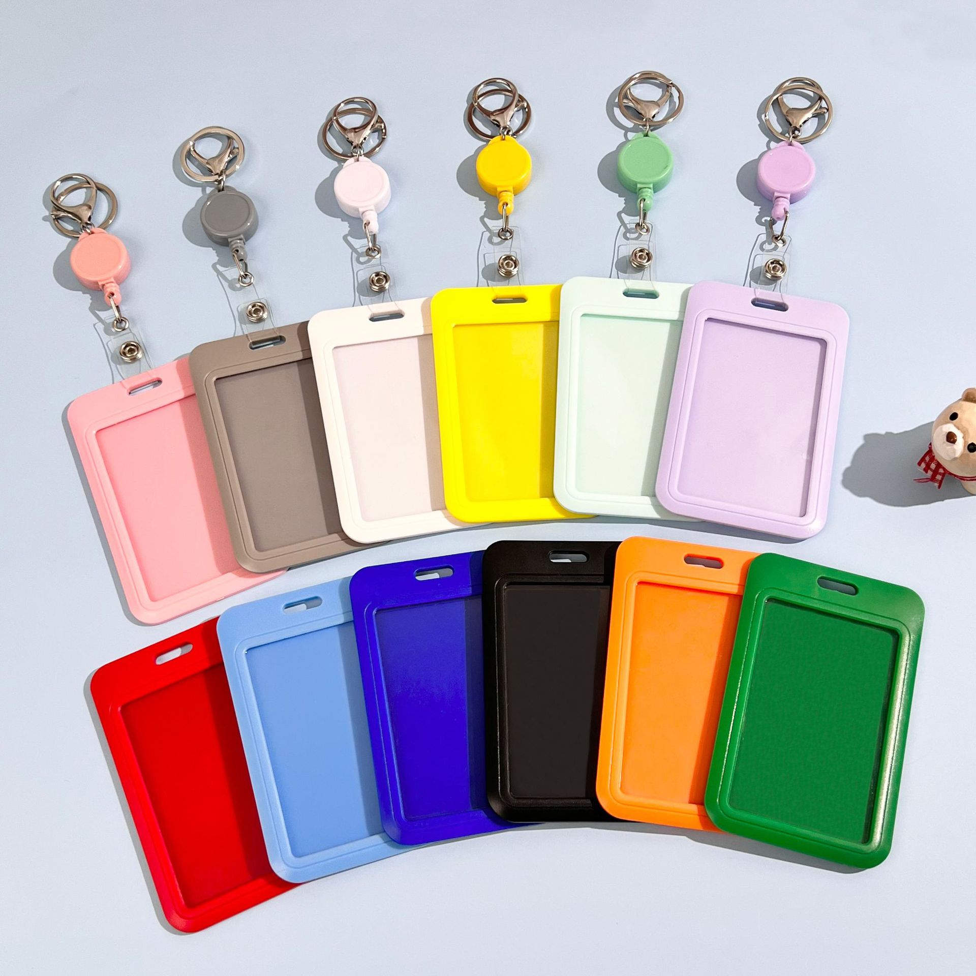 Suporte de crachá de identificação com carretel de crachá porta-cartão retrátil chaveiro nome crachá clipe de manga de cartão de identificação