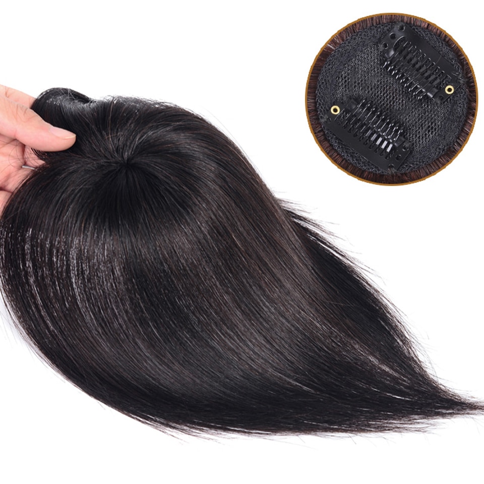 Allaosify Lange Rechte Synthetisch Haar Extensions Hoge Temperatuur Fiber Bruin Haarstukje Clip In Hair Extensions Haar Topper 10"