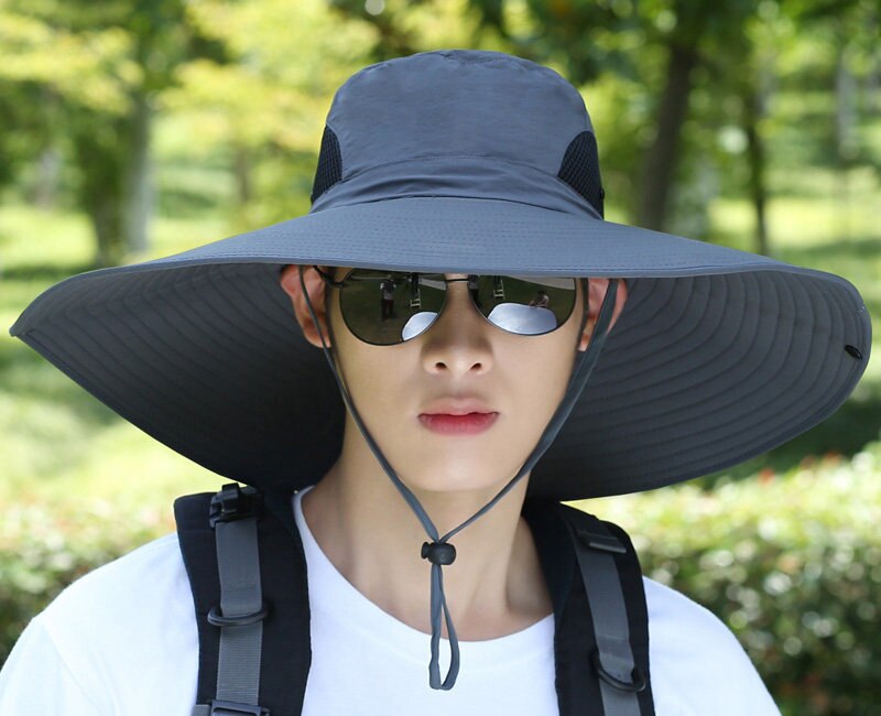 Fishing Hat Man Spring Summer Sun Protection UV Protection Breathable Wide Brim Hat For Fishing And Recreation Sun Cap: 1