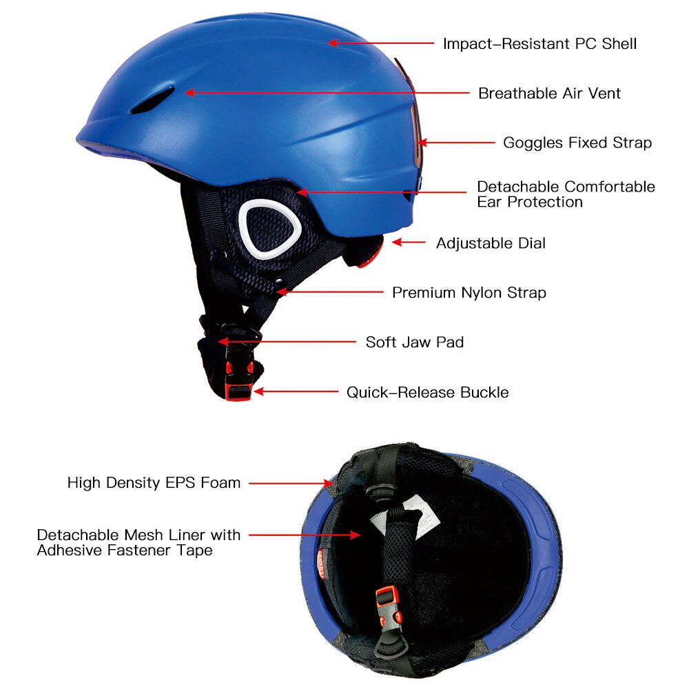 Casco de esquí ultraligero KY-C006 PC + EPS para hombre y mujer, casco de esquí, resistente a impactos, de seguridad, deportivo