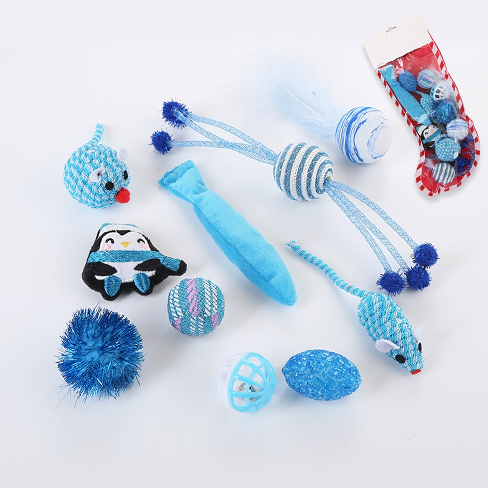 Juguete para gatos medias de Navidad con juguetes Set de juguetes mascotas, gatito Juguetes