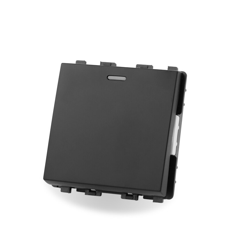 S Series- 1 Gang 1 2 Way Light Switch Lamp Light Function Module DIY Socket Switch Accessories 250V 16A Free Combination: 1 Way / 1 Gang Black