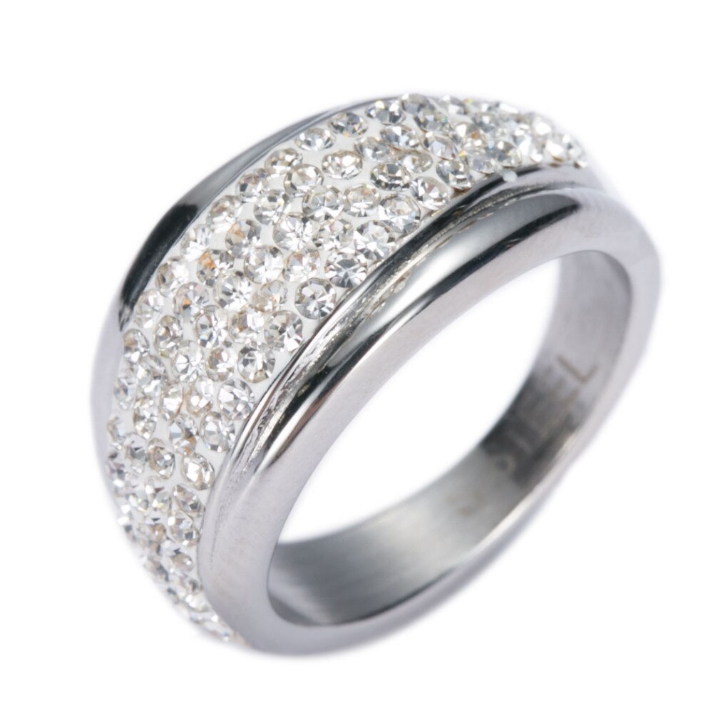 Bague en acier inoxydable NIBA 316L pour femme avec cristal autrichien Stellux de supérieure