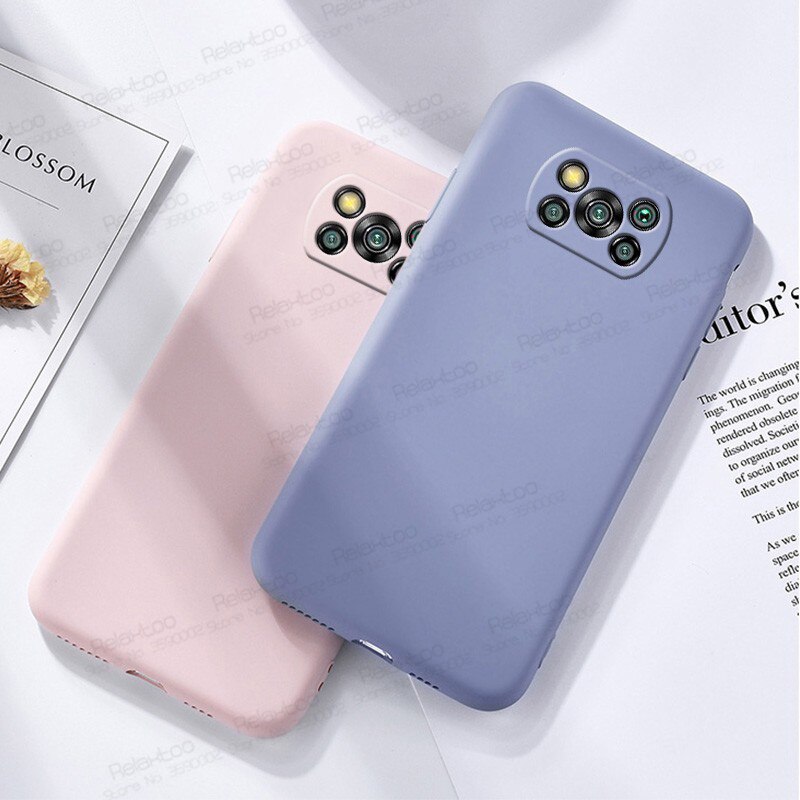 Dla przypadku Xiaomi Poco X3 NFC kolorowy płynny futerał silikonowy na Xomi Pocox3 Poko Poxo Pocophone X 3 3X odporny na wstrząsy telefon pokrywa Coque