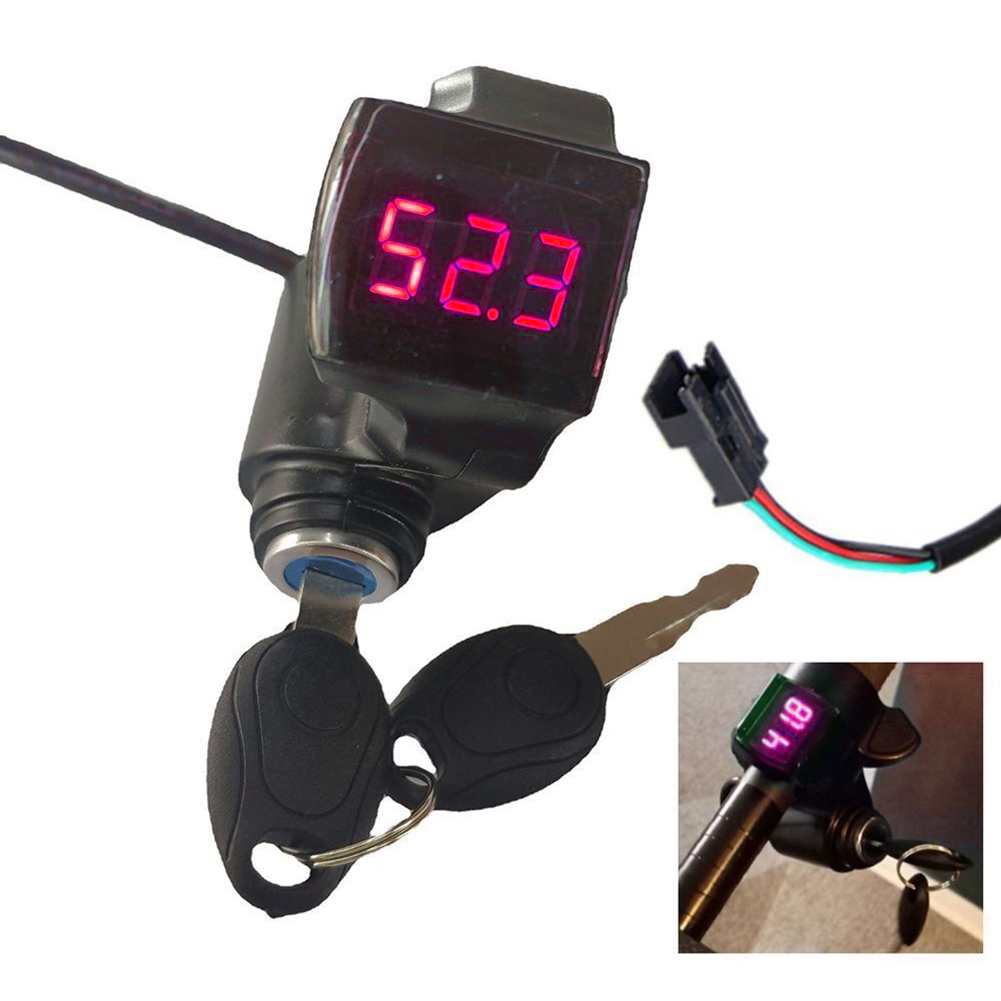 E-bike Power Switch Lock Display Thumb Throttle With Key 12V-72V Electric Scooter Handlebars Ignition Switch Key Power Lock
